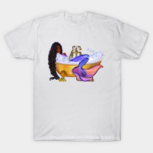 Mermaid with braids relaxing in luxurious bubble bath having a moment of tranquility  ! T-Shirt